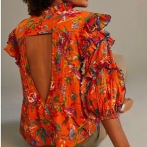 LET ME BE OPEN-BACK RUFFLED BLOUSE - Anthropologie size L